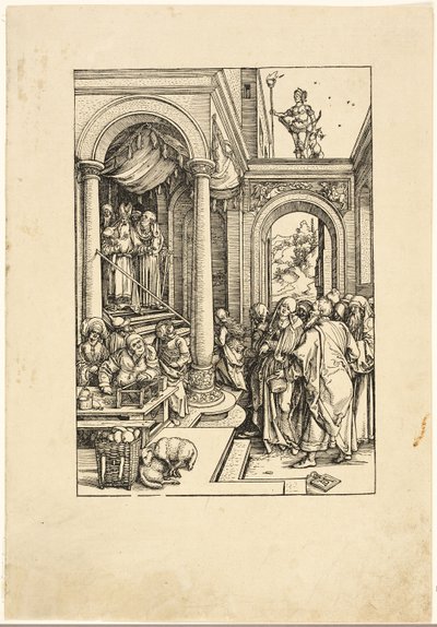 Uvedení Panny Marie do chrámu, ze Života Panny od Albrecht Dürer