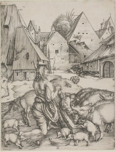 Marnotratný syn uprostřed sviní od Albrecht Dürer