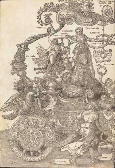 Triumfální vůz Maxmiliána I. (Velký triumfální vůz) [deska 1 z 8] od Albrecht Dürer