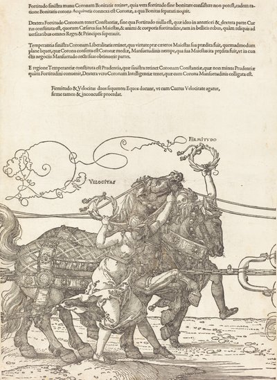 Triumfální vůz Maxmiliána I. Velký triumfální vůz [deska 5 z 8], 1523 latinské vyd. od Albrecht Dürer