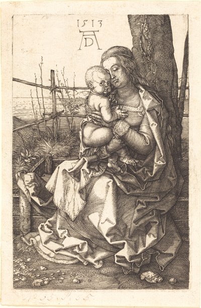 Panna a dítě sedící u stromu od Albrecht Dürer