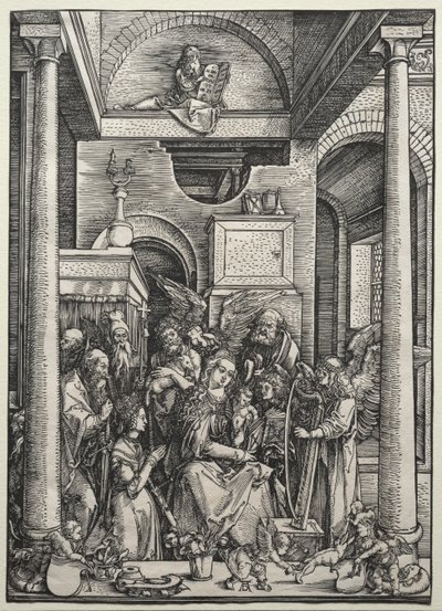 Panna a dítě obklopené svatými a anděly od Albrecht Dürer