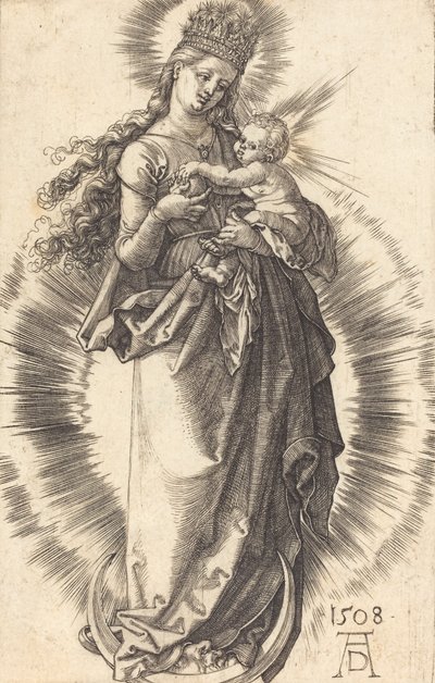 Panna a dítě na půlměsíci s hvězdnou korunou, 1508. od Albrecht Dürer