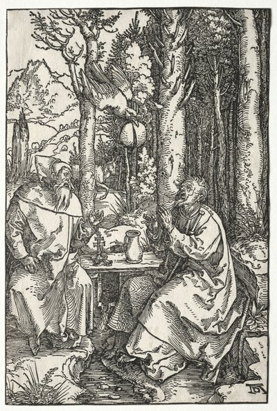 Návštěva sv. Antonína u sv. Pavla poustevníka od Albrecht Dürer