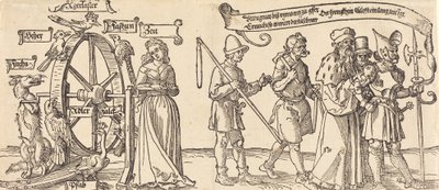 Čas a liška točí kolo štěstí s lidmi všech hodností doprava, pravděpodobně 1526. od Albrecht Dürer