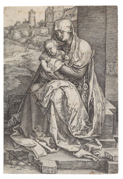 Panna a dítě sedící u zdi, 1514. od Albrecht Dürer