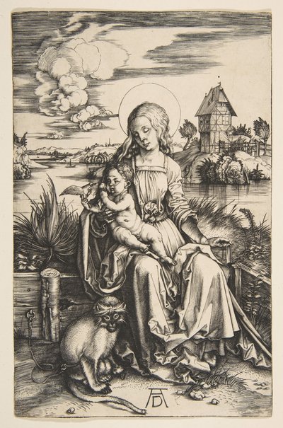 Panna a dítě s opicí, ca. 1498. od Albrecht Dürer