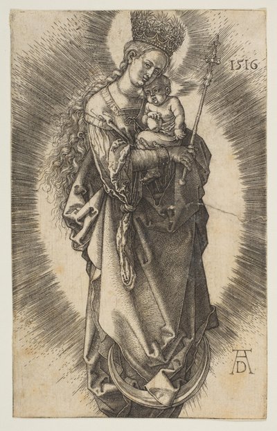 Panna Maria na srpku měsíce se žezlem a hvězdnou korunou od Albrecht Dürer