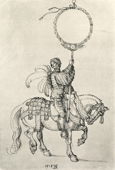 Mladý jezdec jako držitel věnce od Albrecht Dürer