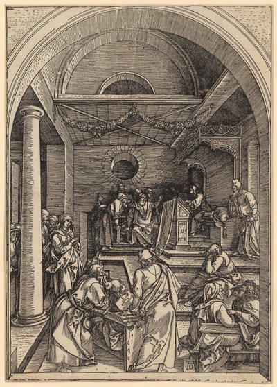 Dvanáctiletý Ježíš v chrámu, list 16 ze série „Život Panny Marie“ od Albrecht Dürer