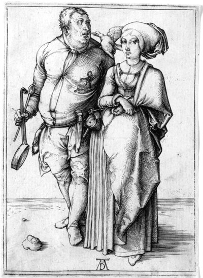 A Cook and his Wife, c.1496 (rytina) od Albrecht Dürer