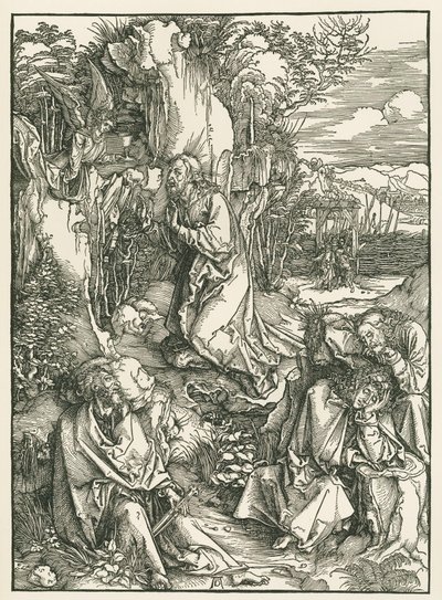 Agónie v zahradě - Kristus na Olivové hoře, asi 1496-97 (dřevoryt) od Albrecht Dürer or Duerer