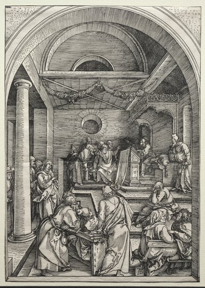 Christ Disputing with Doctors, c. 1503-1504 (dřevořez) od Albrecht Dürer or Duerer