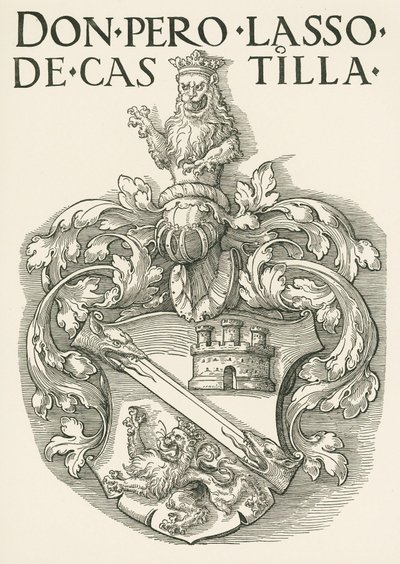 Erb Dona Pedra Lassa de Castilla, asi 1530 (dřevoryt) od Albrecht Dürer or Duerer