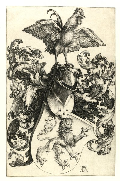 Erb se lvem a kohoutem. 1502-03 od Albrecht Dürer