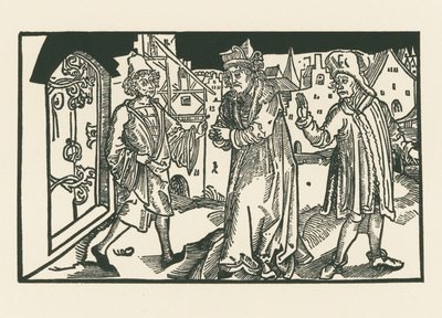 Davus, Simo a Chremes, asi 1492-93 (dřevoryt) od Albrecht Dürer or Duerer