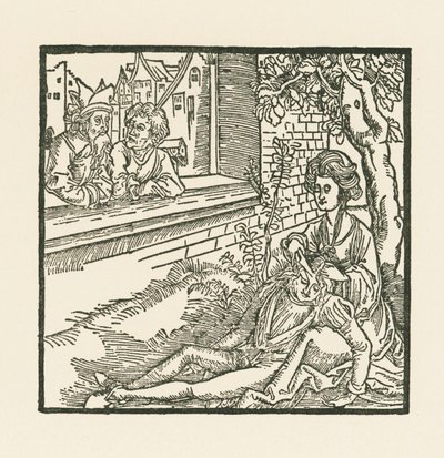 Dalila uřízne Samsonovi vlasy od Albrecht Dürer or Duerer