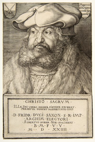 Fridrich Moudrý, kurfiřt saský, hospoda. 1524 (rytina) od Albrecht Dürer