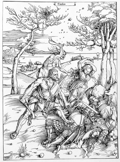Herkules zabíjí Molionidy, asi 1496/98 (dřevoryt) od Albrecht Dürer or Duerer