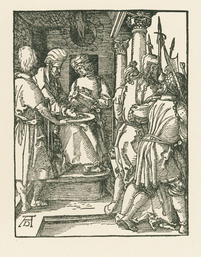 Pilát si myje ruce, asi 1509 (dřevoryt) od Albrecht Dürer or Duerer