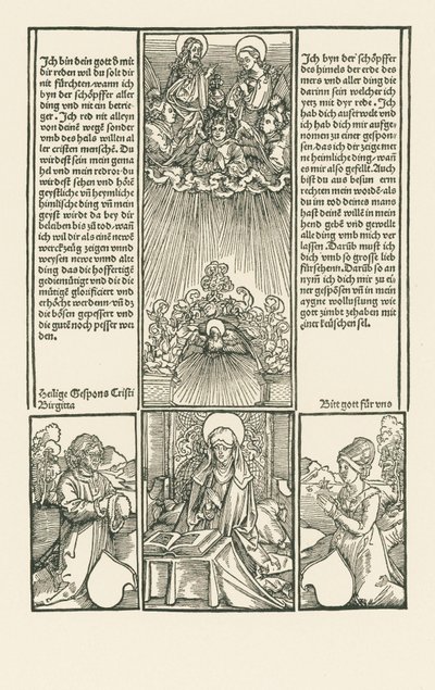 Svatá Birgitta jako přímluvkyně s modlícím se manželským párem od Albrecht Dürer or Duerer