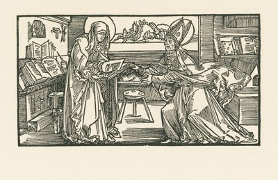 Svatá Birgitta ve své komnatě předává své dílo biskupovi od Albrecht Dürer or Duerer