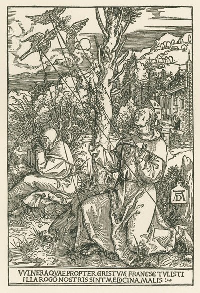Svatý František přijímá stigmata, asi 1503-04 (dřevoryt) od Albrecht Dürer or Duerer