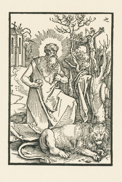 Svatý Jeroným. Ilustrace Lukáše von Prag: Apologie. Vytiskl Hieronymus Höltzel, Norimberk od Albrecht Dürer or Duerer