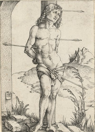 Svatý Šebestián přivázaný ke sloupu, kolem roku 1499 od Albrecht Dürer