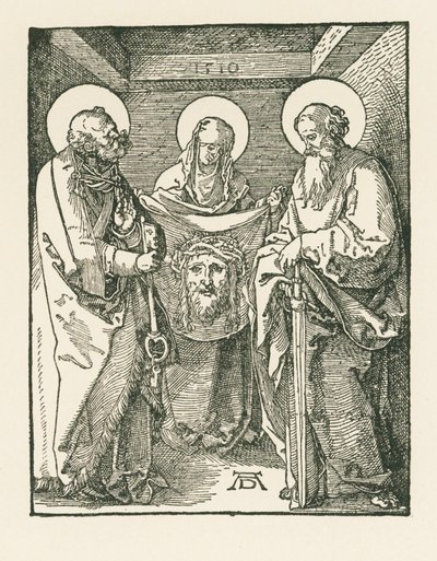 Svatá Veronika mezi svatými Petrem a Pavlem - Sudarium svaté Veroniky od Albrecht Dürer or Duerer