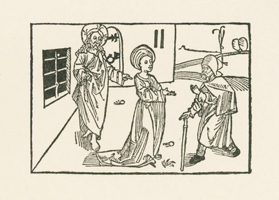 Druhý skutek milosrdenství: přijetí poutníka v jeho domě od Albrecht Dürer or Duerer