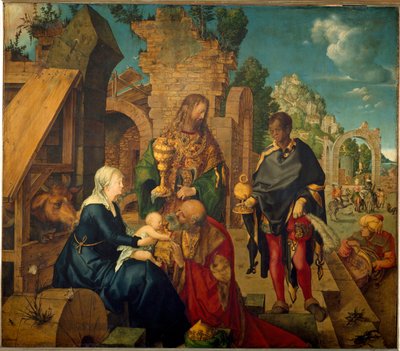 Klanění tří králů (dřevomalba od Albrecht Dürer