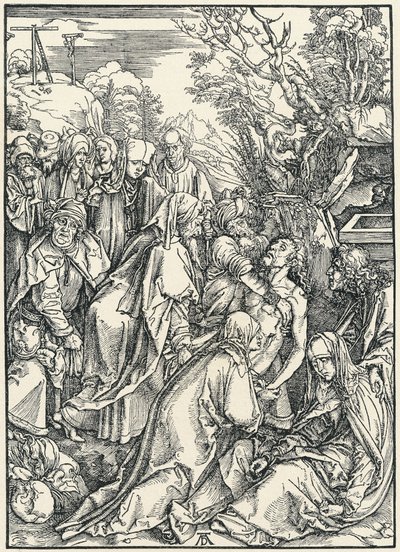 Pohřeb, z Velké pašije, kolem 1496-97 (dřevořez) od Albrecht Dürer