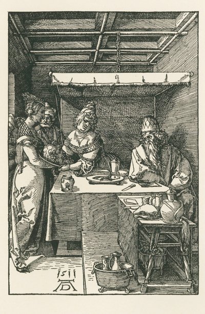 Hlava svatého Jana Křtitele je přinesena Herodovi. od Albrecht Dürer or Duerer