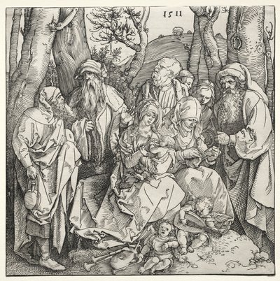 Svatá rodina se dvěma hudebníky anděly od Albrecht Dürer or Duerer