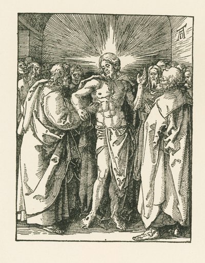 Neuvěřitelnost svatého Tomáše, asi 1510-10 (dřevoryt) od Albrecht Dürer or Duerer