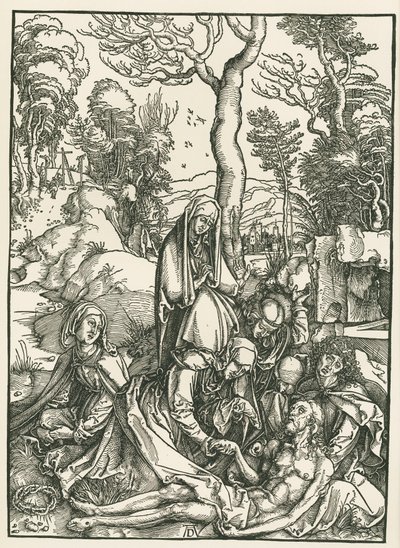 Oplakávání Krista, asi 1498-99 (dřevoryt) od Albrecht Dürer or Duerer