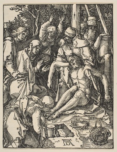 Oplakávání, z Malých pašijí, kolem 159 (dřevořez) od Albrecht Dürer