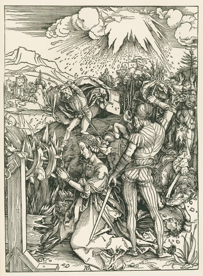 Umučení svaté Kateřiny Alexandrijské, asi 1498 (dřevoryt) od Albrecht Dürer or Duerer