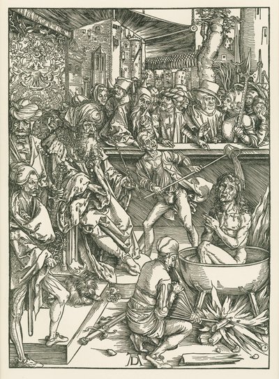 Umučení svatého Jana Evangelisty, asi 1496-97 (dřevoryt) od Albrecht Dürer or Duerer