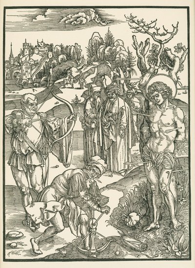 Umučení svatého Šebestiána, kolem roku 1500 (dřevoryt) od Albrecht Dürer or Duerer
