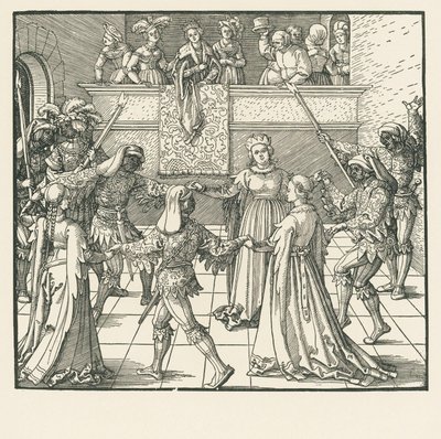 Maškaráda (dřevoryt) od Albrecht Dürer or Duerer
