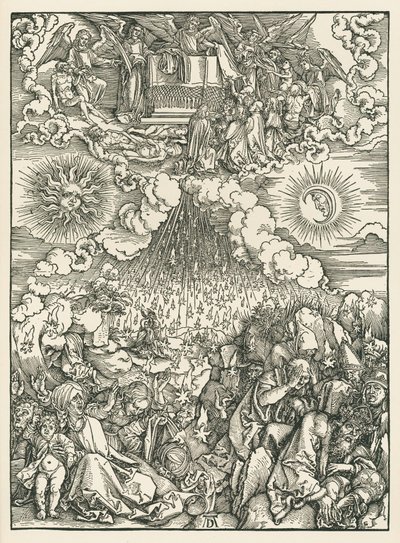 Otevření páté a šesté pečeti. Zjevení svatého Jana, asi 1497-98 (dřevoryt) od Albrecht Dürer or Duerer