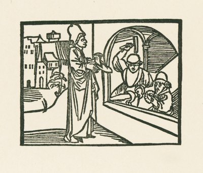 Kněz odnáší botu zlatníkovi, asi 1489-90 (dřevoryt) od Albrecht Dürer or Duerer