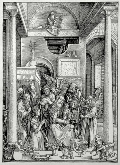 Panna a dítě se svatými (dřevořez) od Albrecht Dürer