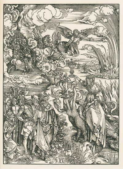 Babylonská děvka. Zjevení svatého Jana, asi 1496-97 (dřevoryt) od Albrecht Dürer or Duerer