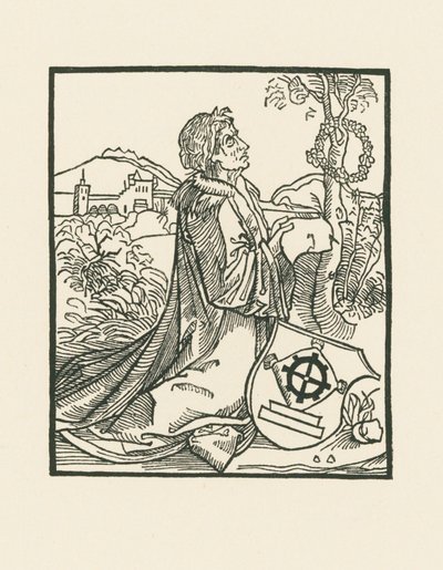 Básník Sebastian Brant klečí od Albrecht Dürer or Duerer