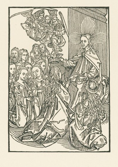 Odměna pro vyvolené, kterou představuje korunovace Marie obklopené svatými. od Albrecht Dürer or Duerer