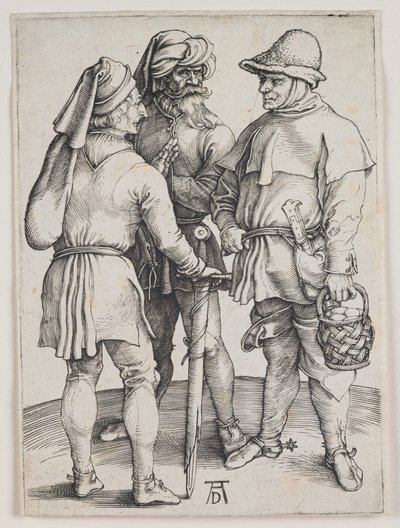 Tři sedláci v rozhovoru, asi 1497 (rytina) od Albrecht Dürer or Duerer