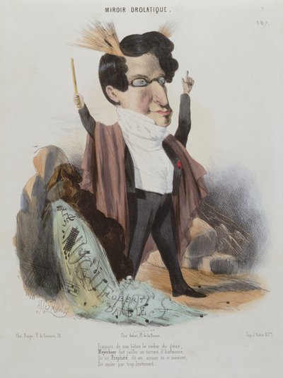 Karikatura Jakoba Meyerbeera (1791-1864) německý skladatel od Alcide Joseph Lorentz